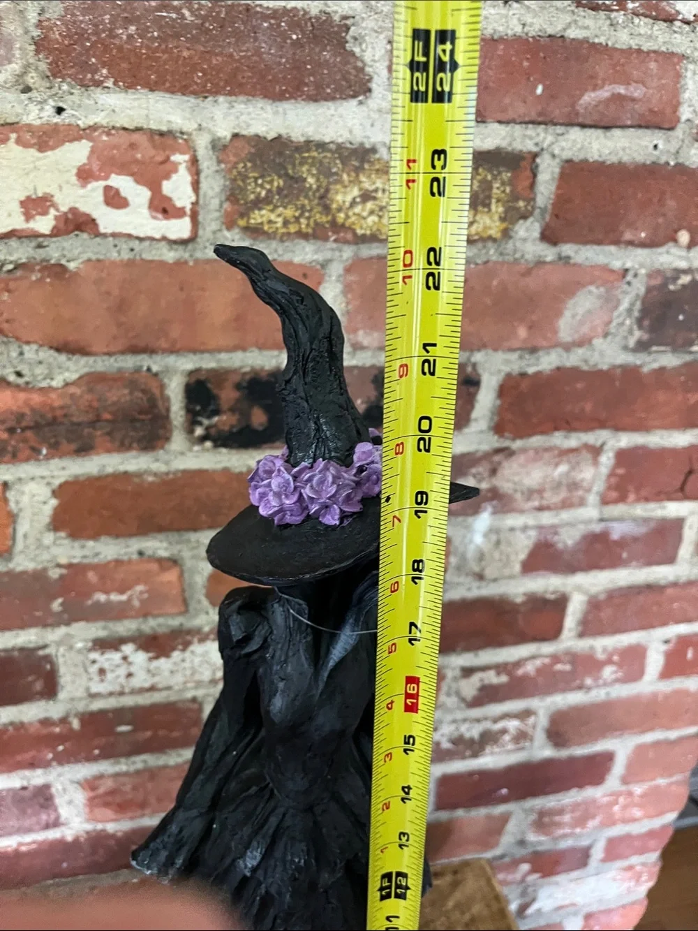Tahari Black Witch Figurine with Purple Hat Accent